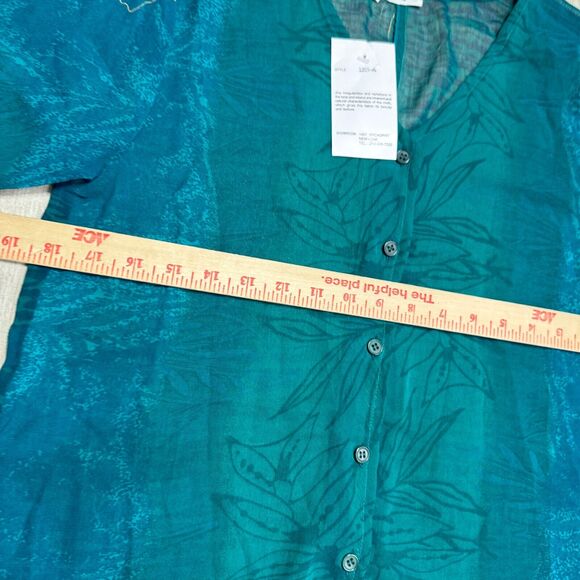 Vintage NDCC Norma Dani Clothing Sheer Button Up Blue Floral Shirt S NEW Boho - Picture 4 of 5
